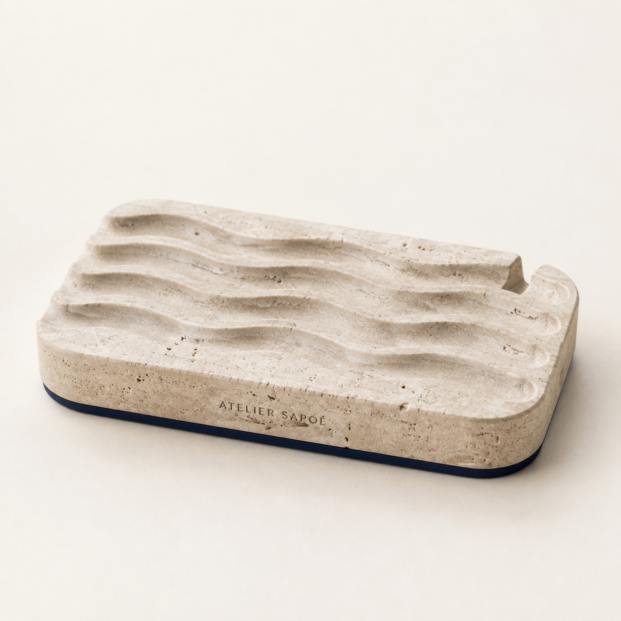 RippleDrain Travertine Soap Dish