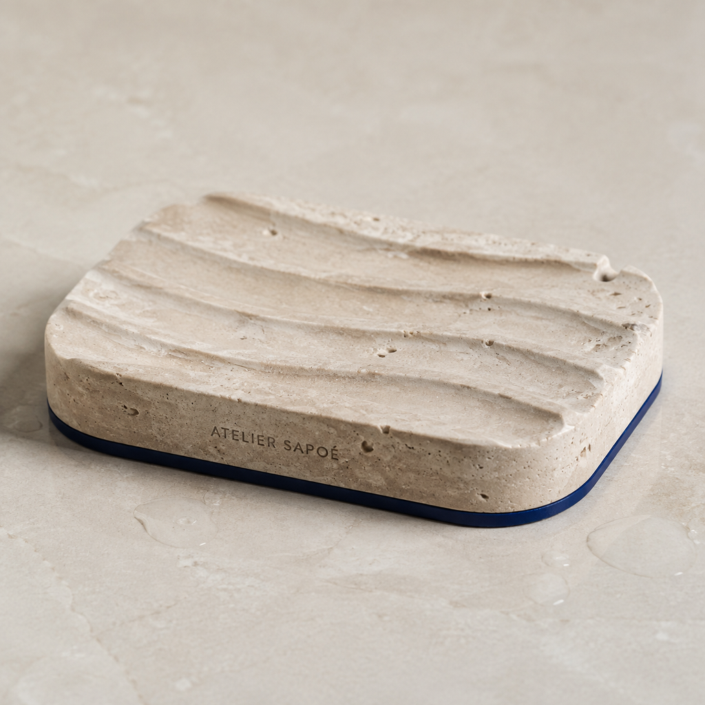RippleDrain Travertine Soap Dish