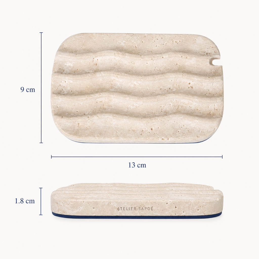 RippleDrain Travertine Soap Dish
