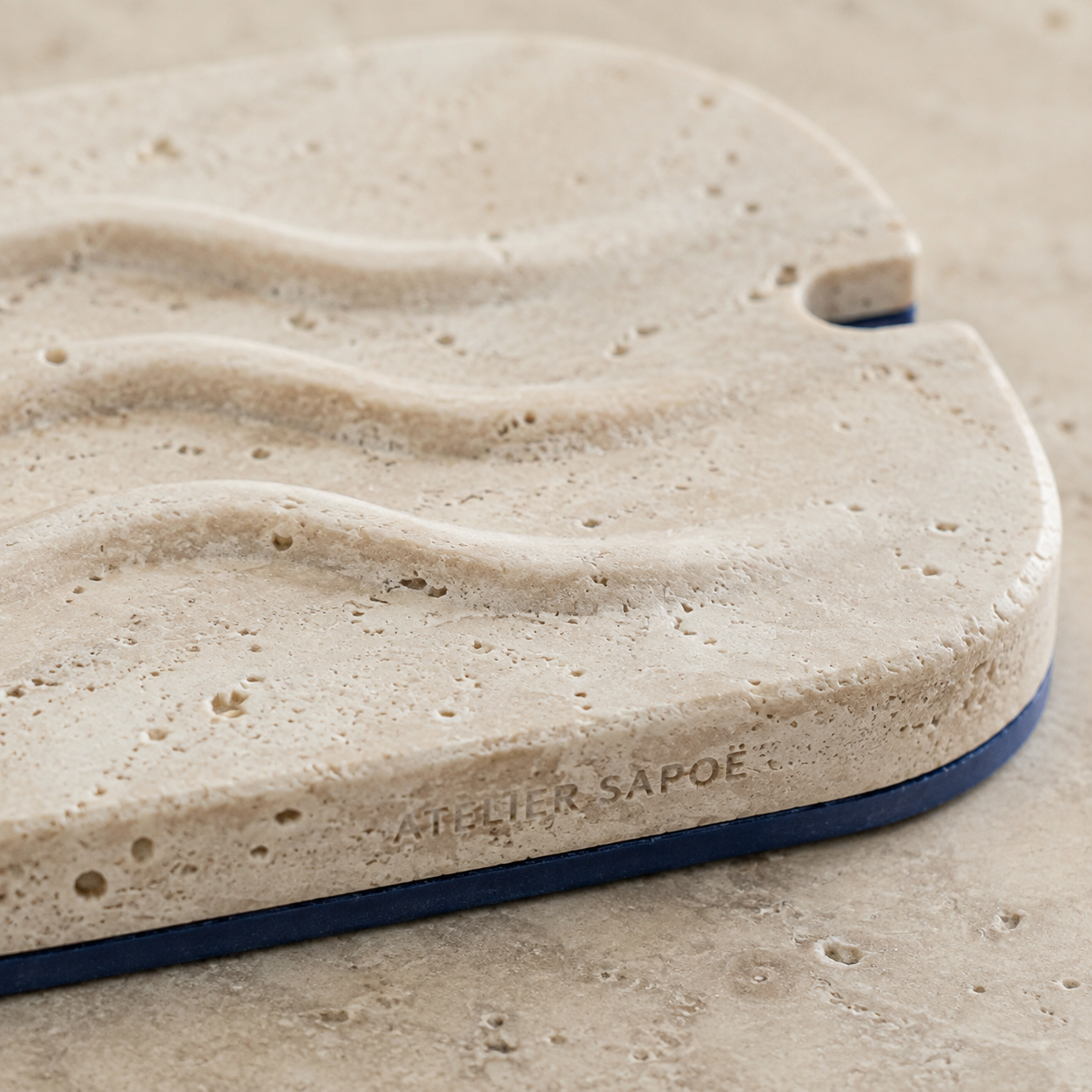 RippleDrain Travertine Soap Dish